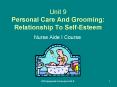 Unit 9 Personal Care And Grooming: Relationship To SelfEsteem