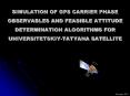 SIMULATION OF GPS CARRIER PHASE OBSERVABLES AND FEASIBLE ATTITUDE DETERMINATION ALGORITHMS FOR UNIVE
