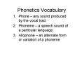 Phonetics Vocabulary