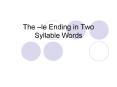 The le Ending in Two Syllable Words