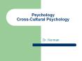 Psychology Cross-Cultural Psychology