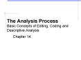 The Analysis Process Basic Concepts of Editing, Coding and Descriptive Analysis