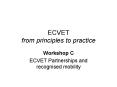 ECVET from principles to practice