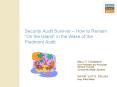 Security Audit Survivor How to Remain On the Island in the Wake of the Piedmont Audit