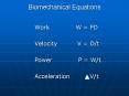 Biomechanical Equations