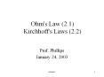 Ohm's Law 2.1 Kirchhoff's Laws 2.2