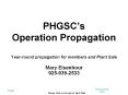 PHGSCs Operation Propagation Yearround propagation for members and Plant Sale