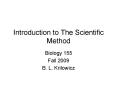 Introduction to The Scientific Method