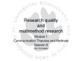 Research quality and multimethod research