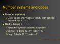 Number systems and codes