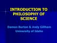 INTRODUCTION TO PHILOSOPHY OF SCIENCE