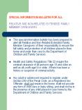 SPECIAL INFORMATION BULLETIN FOR ALL  RELATIVE AND NON-RELATED EXTENDED FAMILY MEMBER CAREGIVERS