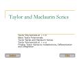 Taylor and Maclaurin Series