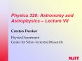 Physics 320: Astronomy and Astrophysics Lecture VII