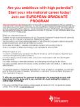 Are you ambitious with high potential Start your international career today Join our EUROPEAN GRADUA