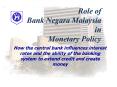 Role of Bank Negara Malaysia in Monetary Policy