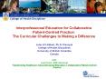 Interprofessional Education for Collaborative PatientCentred Practice: The Curricular Challenges to