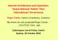 Internet Architecture and Operation: 'SupraNational' Rather Than 'International' Governance Roger Cl
