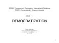 IR5001 Theories and Concepts in International Relations PI5013 Contemporary Research Issues  Week 11: DEMOCRATIZATION