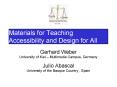 Materials for Teaching Accessibility and Design for All