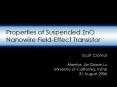 Properties of Suspended ZnO Nanowire FieldEffect Transistor