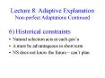 Lecture 8: Adaptive Explanation Nonperfect Adaptations Continued