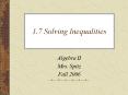 1.7 Solving Inequalities