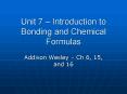 Unit 7 Introduction to Bonding and Chemical Formulas