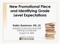 New Promotional Piece and Identifying Grade Level Expectations