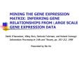 MINING THE GENE EXPRESSION MATRIX: INFERRING GENE RELATIONSHIPS FROM LARGE SCALE GENE EXPRESSION DAT
