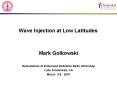 Wave Injection at Low Latitudes