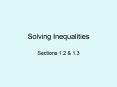 Solving Inequalities