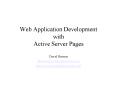 Web Application Development with Active Server Pages