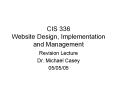 CIS 336 Website Design, Implementation and Management