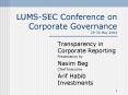LUMSSEC Conference on Corporate Governance 2930 May 2004