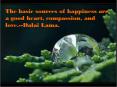The basic sources of happiness are a good heart, compassion, and love.Dalai Lama.