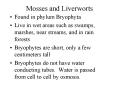 Mosses and Liverworts