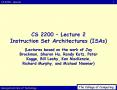 CS 2200 Lecture 2 Instruction Set Architectures ISAs