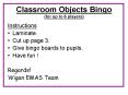 Classroom Objects Bingo for up to 6 players