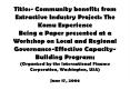 Title: Community benefits from Extractive Industry Project: The Komu Experience Being a Paper presen