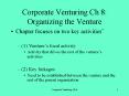 Corporate Venturing Ch 8: Organizing the Venture