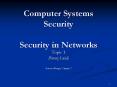 Computer Systems Security Security in Networks