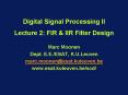 Digital Signal Processing II Lecture 2: FIR