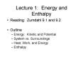 Lecture 1: Energy and Enthalpy