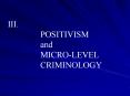 III' POSITIVISM and MICROLEVEL CRIMINOLOGY