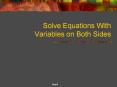 Solve Equations With Variables on Both Sides
