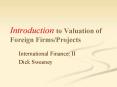 Introduction to Valuation of Foreign FirmsProjects