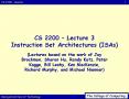 CS 2200 Lecture 3 Instruction Set Architectures ISAs