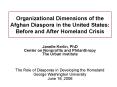 Organizational Dimensions of the Afghan Diaspora in the United States: Before and After Homeland Cri