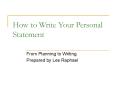 How to Write Your Personal Statement